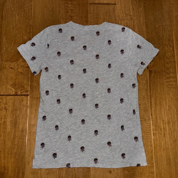 Lucky Brand Gray Short Sleeve T-Shirt with Embroidered Flowers - Picture 6 of 6